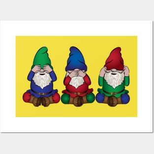 Gnomes - See No Evil, Speak  No Evil, Hear  No Evil. Posters and Art